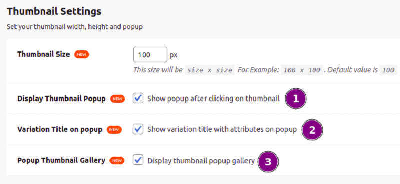 Enable thumbnail pop-up for variation table