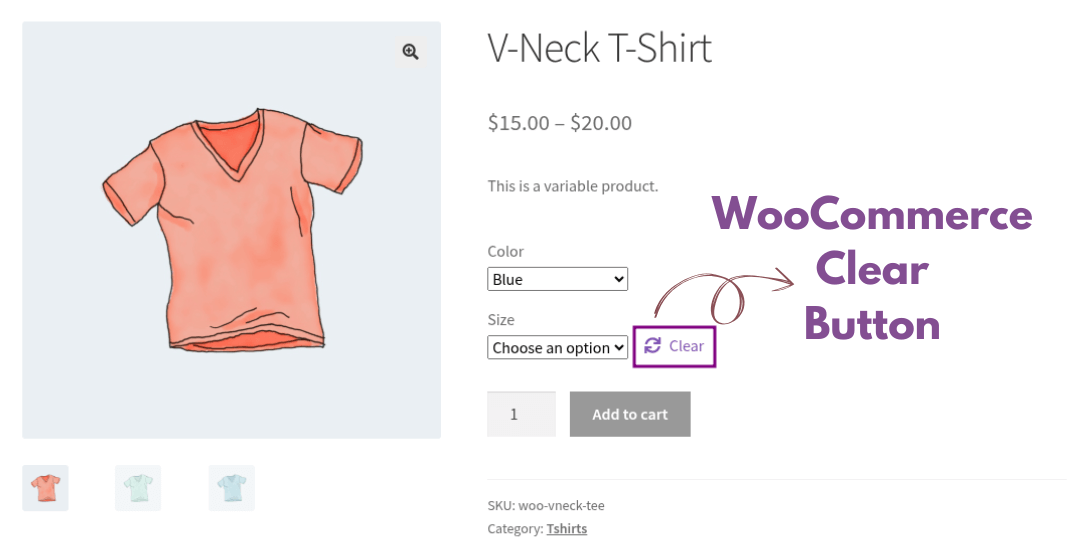 Remove the WooCommerce Clear Button from Variable Product